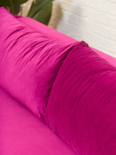 Load image into Gallery viewer, Adi Raspberry Fuschia Velvet Sofa with Ottoman
