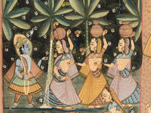 Load image into Gallery viewer, Indian Pichwai Painting of Krishna and Gopis on Fabric
