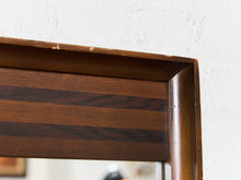 Load image into Gallery viewer, Vintage Striped 2 Tone Wood 1970s Mirror
