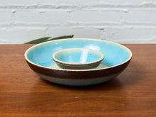 Load image into Gallery viewer, Vintage Robins Egg Blue Chips and Dip Bowl
