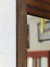 Load image into Gallery viewer, Vintage Striped 2 Tone Wood 1970s Mirror
