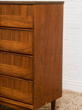 Load image into Gallery viewer, Walnut Mid Century 2 Tone Walnut 4 Drawer Dresser
