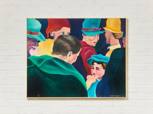 Load image into Gallery viewer, 1970's Acrylic on Canvas Boy in The Crowd French Painting by Deanne Mineau
