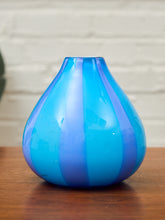 Load image into Gallery viewer, Blue Vintage Striped Glass Vase

