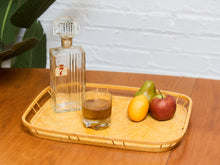 Load image into Gallery viewer, Vintage Bamboo and Wood Lap Tray 1980s Serving Tray Elegant Woven Design
