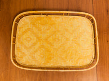 Load image into Gallery viewer, Vintage Bamboo and Wood Lap Tray 1980s Serving Tray Elegant Woven Design
