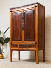 Load image into Gallery viewer, Qing Dynasty Ningbo Cypress and Rosewood Cabinet with Brass Hardware
