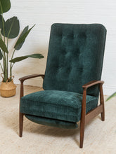 Load image into Gallery viewer, Mid Century Modern Upholstered Milo Baughman Model #74 Walnut Reclining Chair
