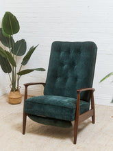 Load image into Gallery viewer, Mid Century Modern Upholstered Milo Baughman Model #74 Walnut Reclining Chair
