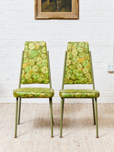 Load image into Gallery viewer, Pair of Green Floral Dinette Chairs

