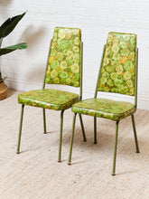 Load image into Gallery viewer, Pair of Green Floral Dinette Chairs

