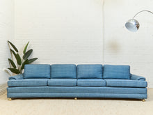 Load image into Gallery viewer, Blue Rolled Arm Vintage Sofa
