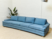 Load image into Gallery viewer, Blue Rolled Arm Vintage Sofa
