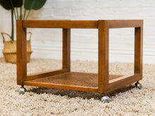 Load image into Gallery viewer, 1970’s Smoked Glass Side Table with Caning
