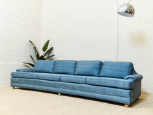 Load image into Gallery viewer, Blue Rolled Arm Vintage Sofa
