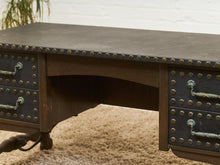 Load image into Gallery viewer, Spanish Revival Studded Leather and Wood Executive Desk
