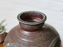 Load image into Gallery viewer, Red and Blue Reactive Glaze and Sand Finished Ceramic Vase
