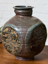 Load image into Gallery viewer, Red and Blue Reactive Glaze and Sand Finished Ceramic Vase
