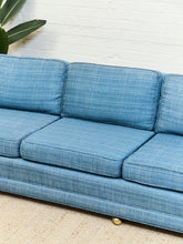 Load image into Gallery viewer, Blue Rolled Arm Vintage Sofa
