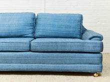 Load image into Gallery viewer, Blue Rolled Arm Vintage Sofa
