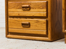 Load image into Gallery viewer, Vintage Oak BoHo Nightstands Pair

