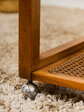 Load image into Gallery viewer, 1970’s Smoked Glass Side Table with Caning
