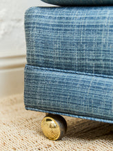 Load image into Gallery viewer, Blue Rolled Arm Vintage Sofa
