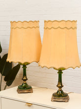 Load image into Gallery viewer, Hollywood Regency Pair of Green Lamps
