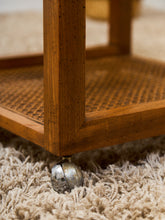 Load image into Gallery viewer, 1970’s Smoked Glass Side Table with Caning
