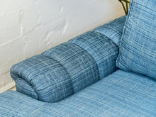 Load image into Gallery viewer, Blue Rolled Arm Vintage Sofa
