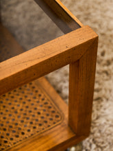 Load image into Gallery viewer, 1970’s Smoked Glass Side Table with Caning
