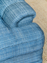 Load image into Gallery viewer, Blue Rolled Arm Vintage Sofa
