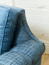 Load image into Gallery viewer, Blue Rolled Arm Vintage Sofa
