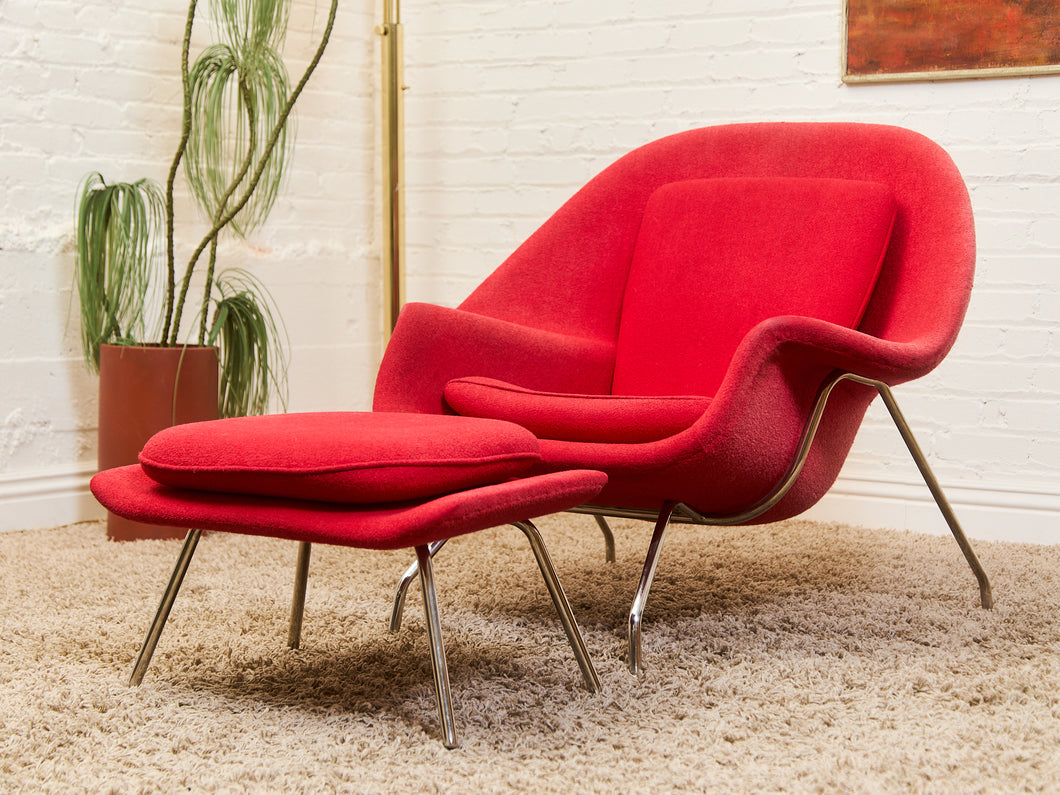 Red Mod Chair and Ottoman