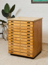 Load image into Gallery viewer, Vintage Distressed Industrial Wood Primitive School House Artist Flat Files Cabinet #1
