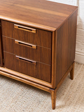 Load image into Gallery viewer, Restored Vintage Mid Century Modern Brown Double Door 6 Drawer Dresser
