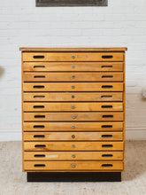 Load image into Gallery viewer, Vintage Distressed Industrial Wood Primitive School House Artist Flat Files Cabinet #2
