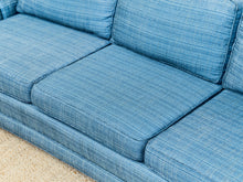 Load image into Gallery viewer, Blue Rolled Arm Vintage Sofa
