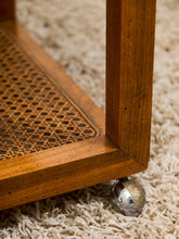 Load image into Gallery viewer, 1970’s Smoked Glass Side Table with Caning
