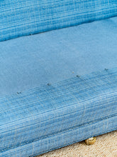 Load image into Gallery viewer, Blue Rolled Arm Vintage Sofa

