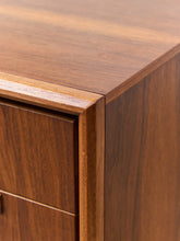 Load image into Gallery viewer, Restored Vintage Mid Century Modern Brown Double Door 6 Drawer Dresser
