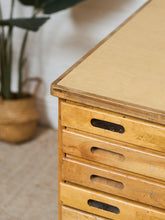 Load image into Gallery viewer, Vintage Distressed Industrial Wood Primitive School House Artist Flat Files Cabinet #2
