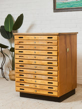 Load image into Gallery viewer, Vintage Distressed Industrial Wood Primitive School House Artist Flat Files Cabinet #2
