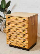 Load image into Gallery viewer, Vintage Distressed Industrial Wood Primitive School House Artist Flat Files Cabinet #2
