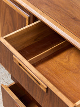 Load image into Gallery viewer, Restored Vintage Mid Century Modern Brown Double Door 6 Drawer Dresser
