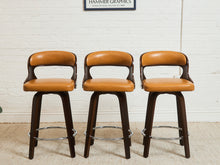 Load image into Gallery viewer, Curved Barstool in Caramel Brown Fabric
