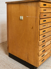 Load image into Gallery viewer, Vintage Distressed Industrial Wood Primitive School House Artist Flat Files Cabinet #2
