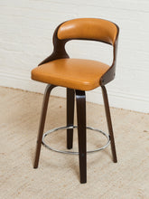 Load image into Gallery viewer, Curved Barstool in Caramel Brown Fabric
