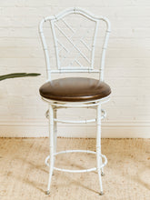 Load image into Gallery viewer, Pair of Chippendale Vintage Bamboo Counter Stools
