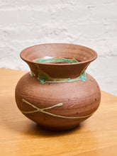 Load image into Gallery viewer, Stoneware Studio Pottery Bulbous Vase with Celadon Detail Glaze
